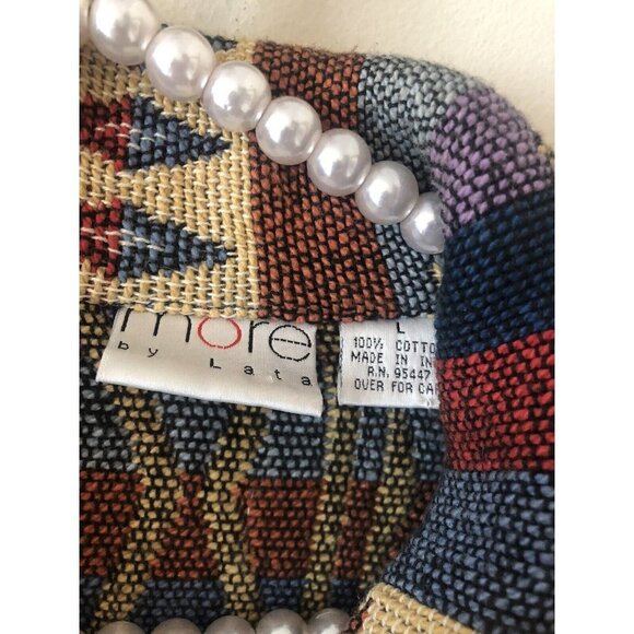 Vintage More by Lata Women Size Large Aztec Southwestern Woven Tapestry Jacket - Picture 4 of 5